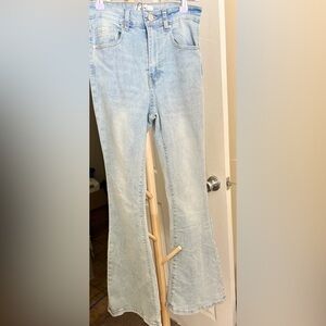 Stylish Blue Wide Leg Flare Jeans